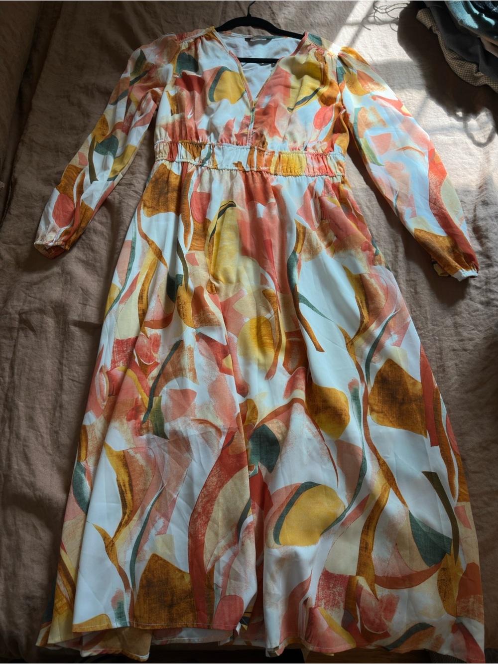 Abstract Watercolor Maxi Dress in Multicolor